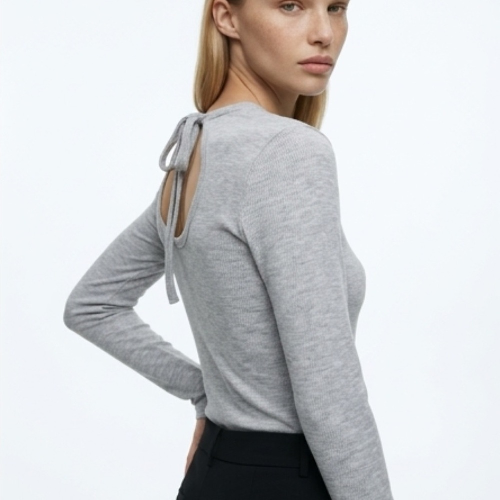 Divided Silver Long Sleeve Top